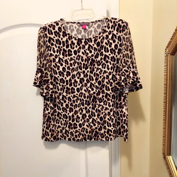 Vince Camuto Leopard Top / Size L - Picture 1 of 6